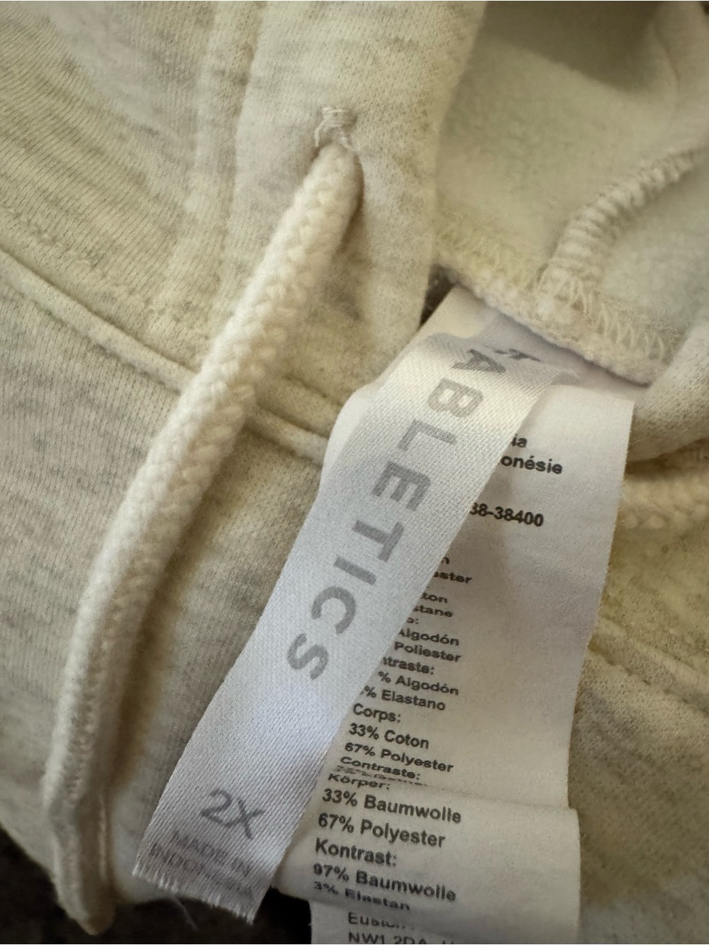 Fabletics Cream Pullover Hoodie with Drawstring